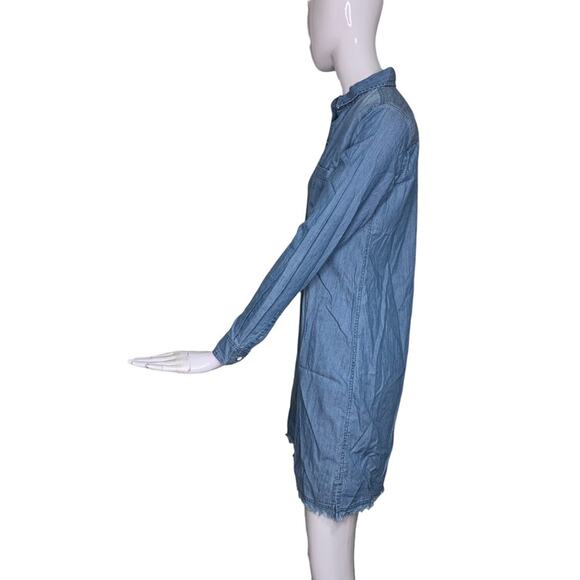 Garnet Hill NWOT Chambray Collared Shirt Dress Long Sleeve Button Down Size 2 - Picture 8 of 12
